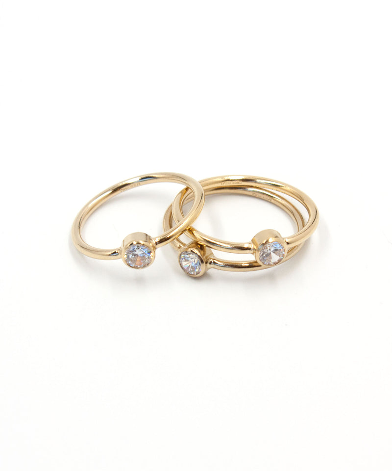 Gold CZ Solitaire Ring