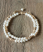 Kaia Wrap Bracelet + Choker | White Pearl