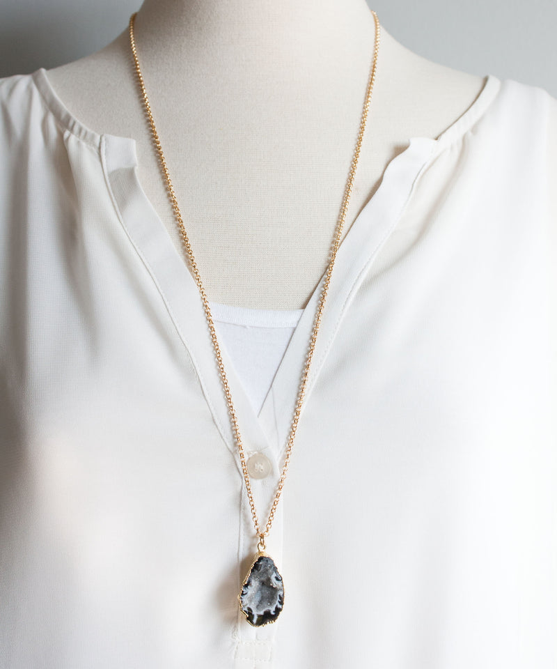 Jane Geode Pendant Necklace | Dark