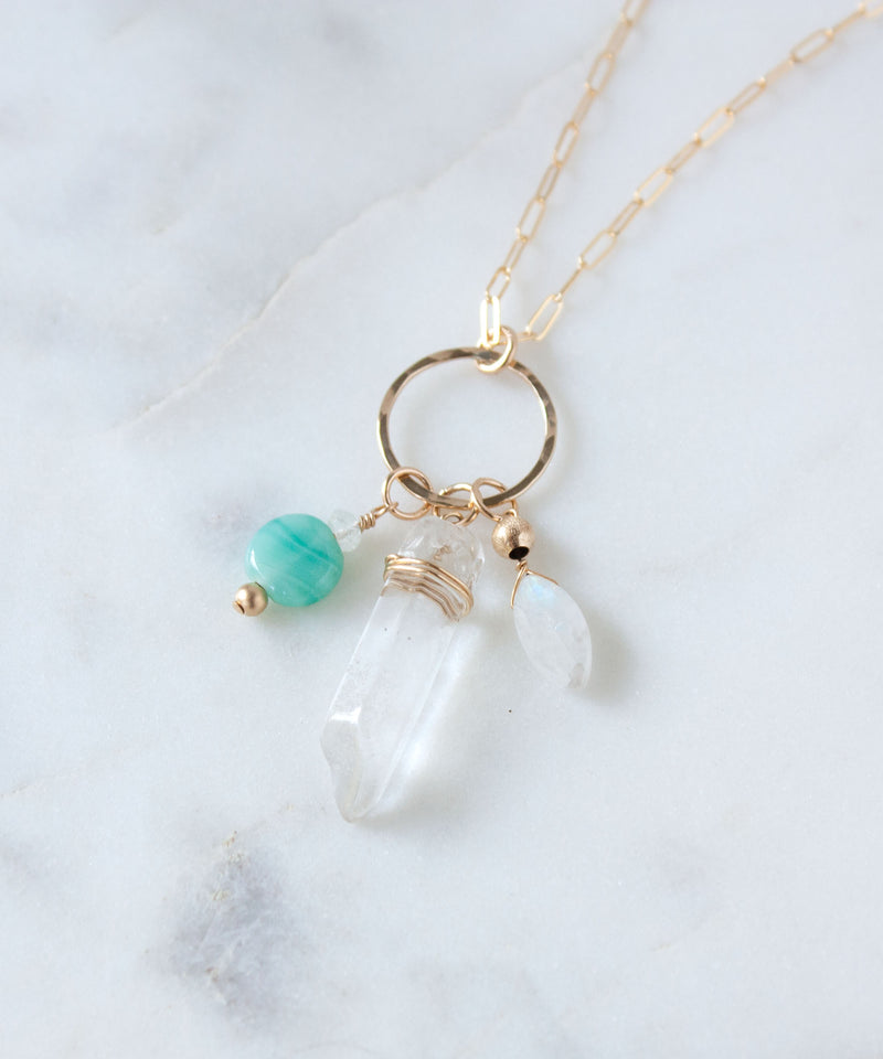 Gia Crystal Charm Necklace