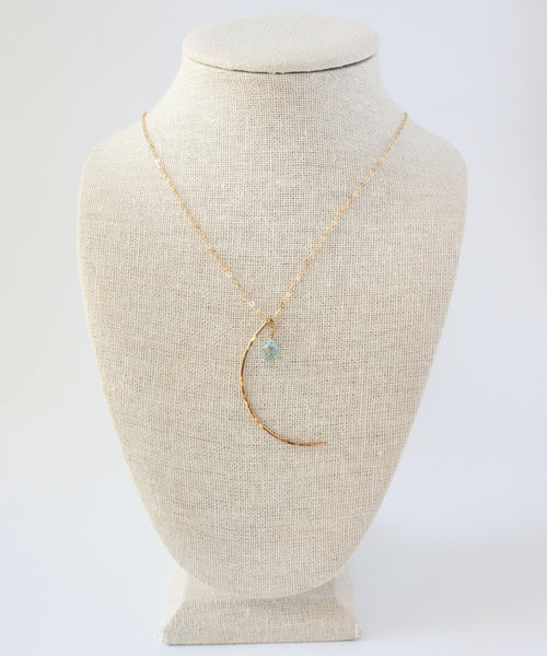 Celia Crescent Pendant Necklace | Blue Topaz