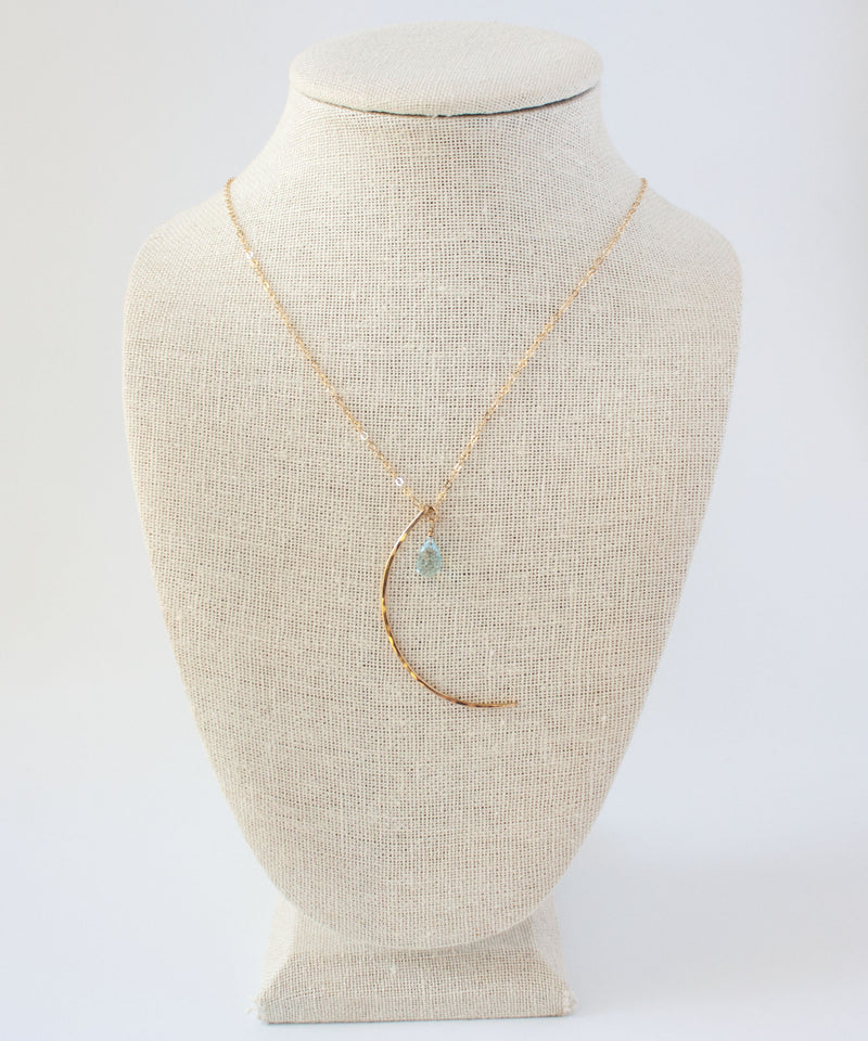 Celia Crescent Pendant Necklace | Blue Topaz
