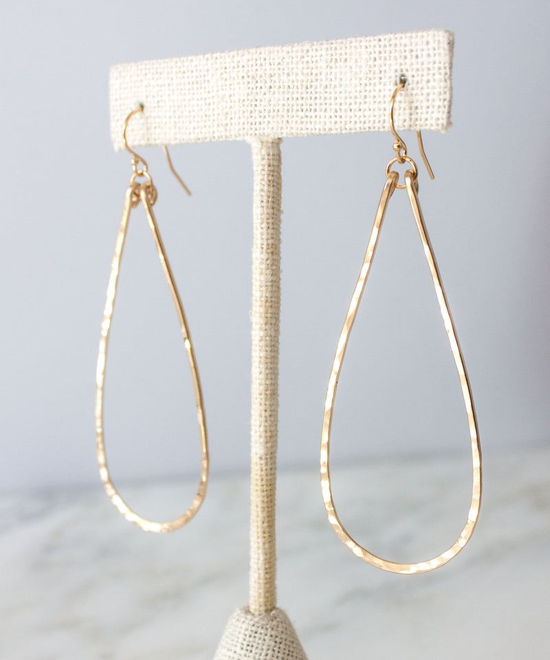 Eva Long Teardrop Earrings | Gold