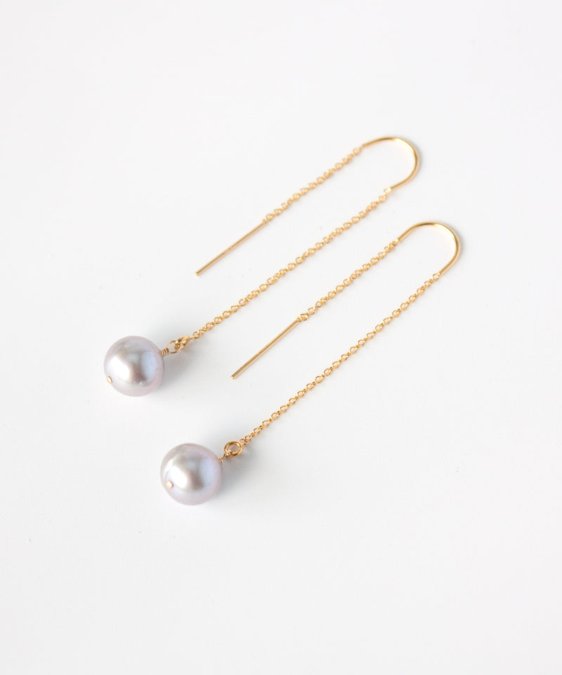 Neri White Pearl Threader Earrings