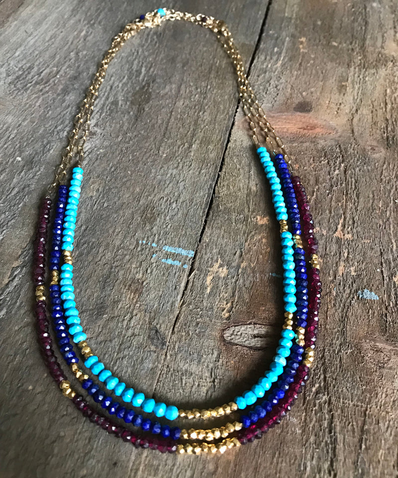 Lyra Banded Gemstone Necklace | Turquoise