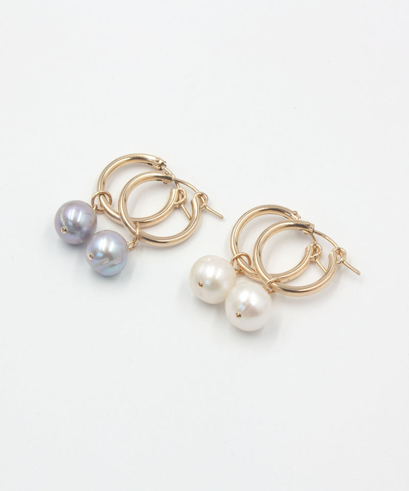 Kaia Grey Pearl Hoop Earrings