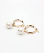 Kaia White Pearl Hoop Earrings
