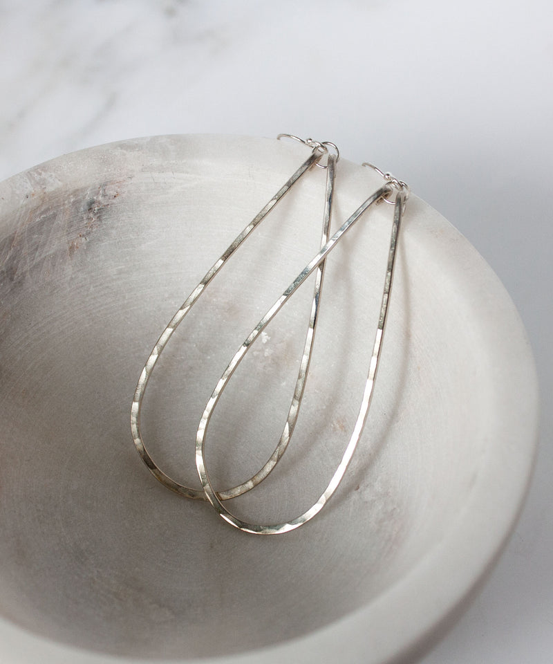 Eva Long Teardrop Earrings | Silver