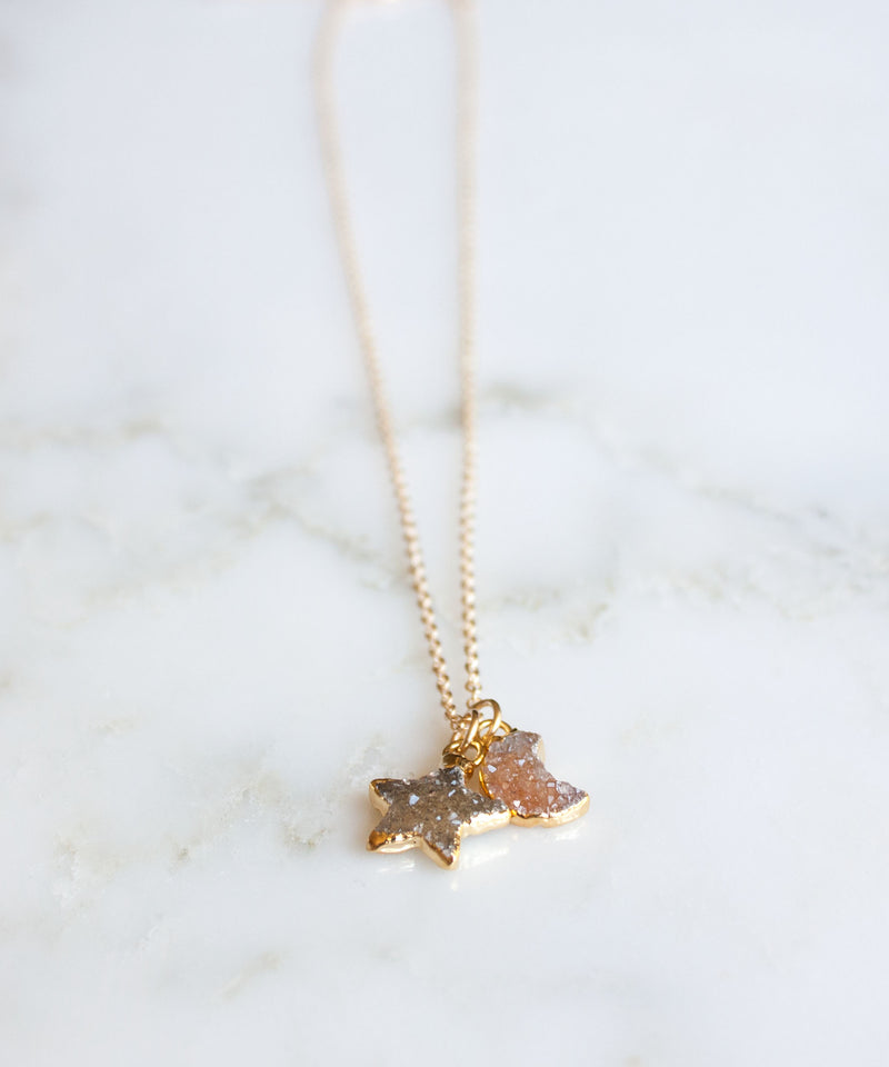 Celeste Druzy Pendant Necklace | Neutral Mix