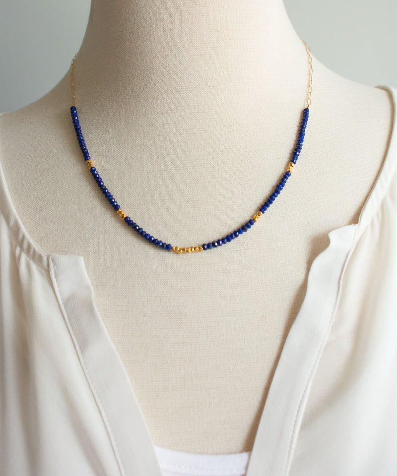 Lyra Banded Gemstone Necklace | Lapis