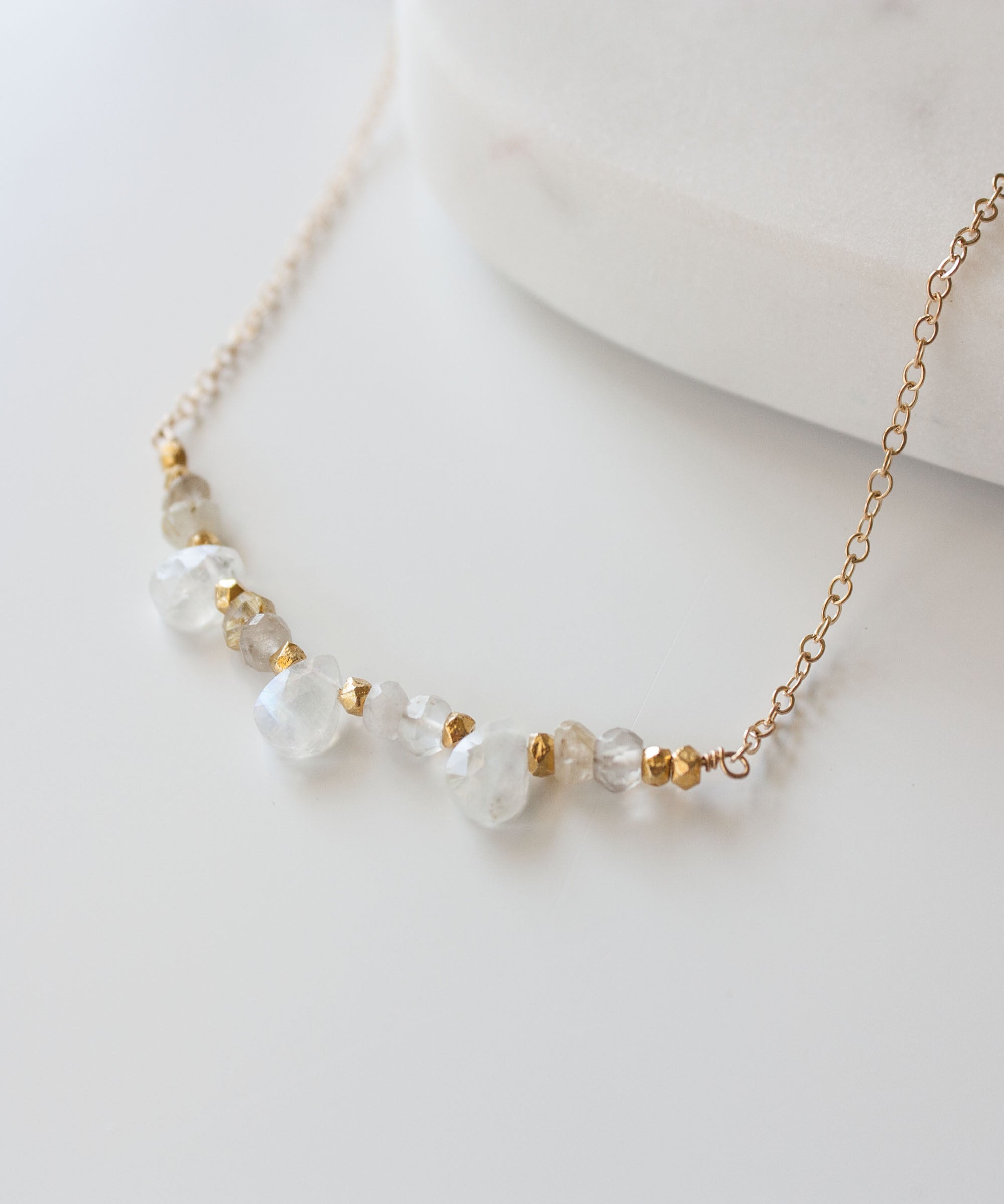 Genevieve Gemstone Arc Necklace – Pure Indigo Design