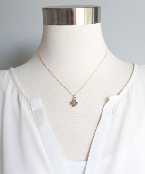 Celeste Druzy Cross Necklace