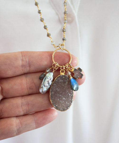 Lani Druzy Charm Necklace